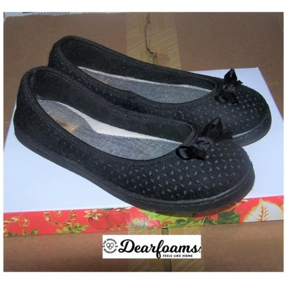 Indoor/Outdoor Dearfoams Black Ballerina Stepouts - Picture 1 of 4